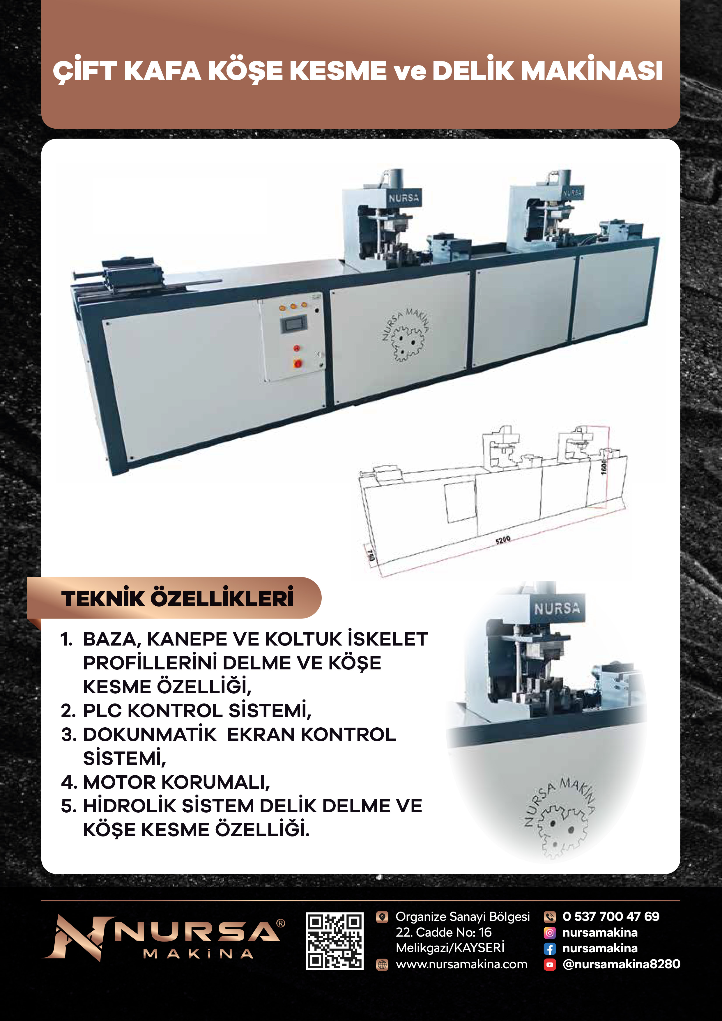 ÇİFT KAFA KÖŞE KESME ve DELİK MAKİNASI